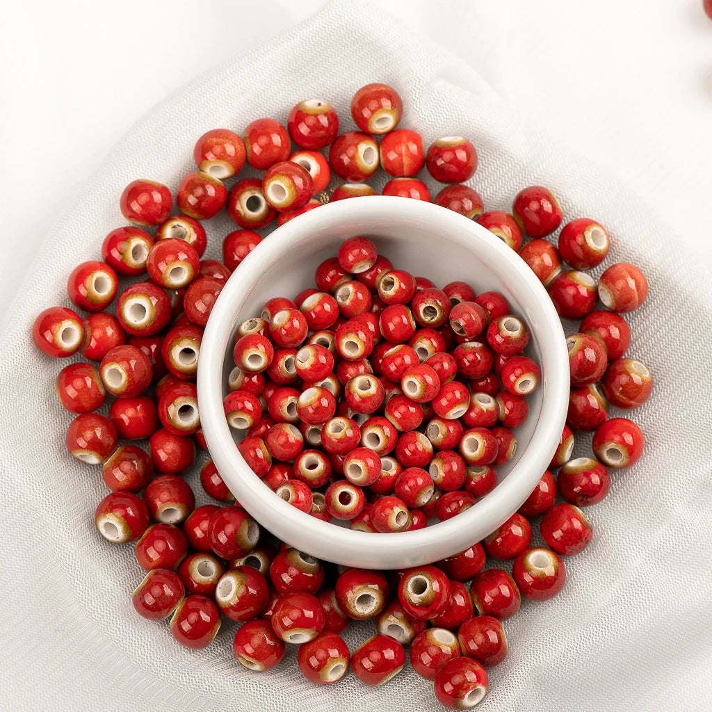 Multi-color Ceramic Beads 6mm | Speckled Porcelain Round Beads | 100pc Bracelet & Necklace Beads | DIY Jewelry Making Supplies