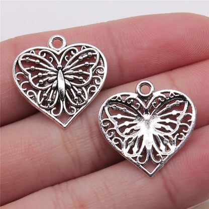 10 Antique Silver Butterfly Charms | Butterfly Pendants for DIY Jewelry Making | Bracelet, Necklace & Earring Supplies