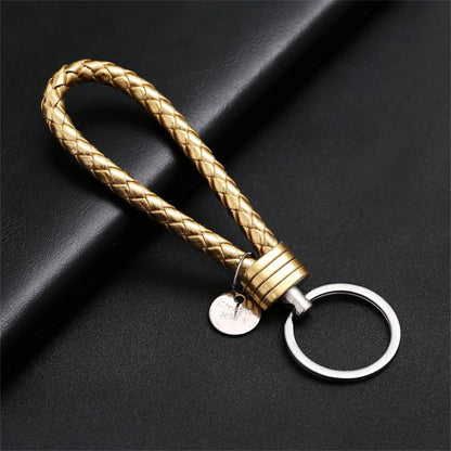 Braided PU Leather Keychain | Woven Rope Keyring with Metal Clasp | DIY Bag Charm, Key Holder & Craft Accessory