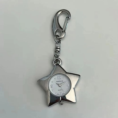 Heart Watch Bag Charm | Functional Clock Keychain | Purse & Backpack Charm with Heart, Key & Crystal Accents