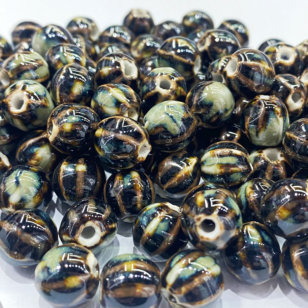 11mm Ceramic Spacer Beads | Colorful Irregular Round Beads | 20/40pcs Multicolor Beads for Bracelets & DIY Jewelry Making