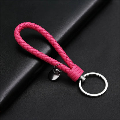 Braided PU Leather Keychain | Woven Rope Keyring with Metal Clasp | DIY Bag Charm, Key Holder & Craft Accessory