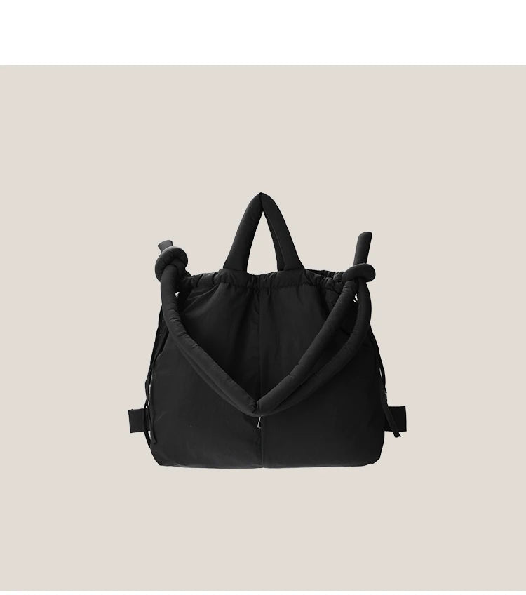 Vintage Puffer Tote Bag – Large Capacity Nylon Shoulder & Crossbody Handbag