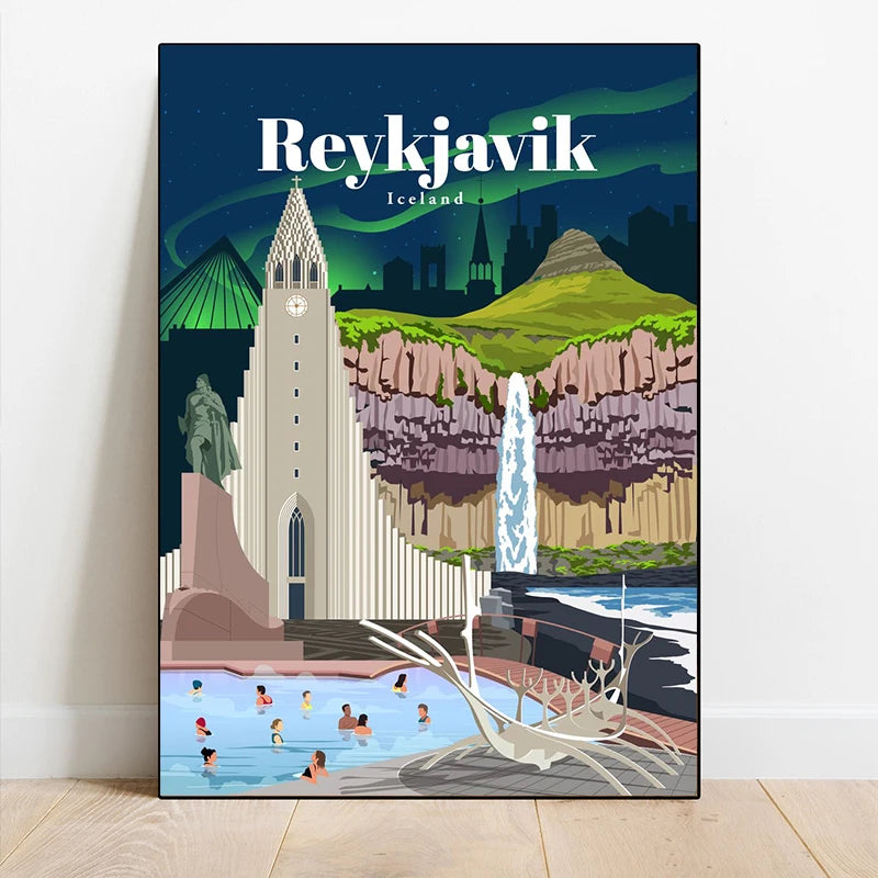 Amsterdam Tokyo London Iceland Bali Vancouver Travel Posters and Prints Modern Wall Art City Paintings Landscape Canvas Picture
