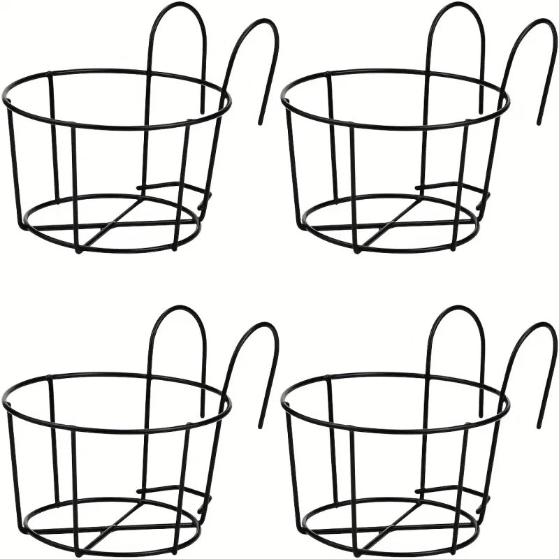 1-4pcs Stylish Round Metal Hanging Planters - Perfect for Balcony, Garden & Indoor Decor!