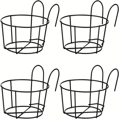 1-4pcs Stylish Round Metal Hanging Planters - Perfect for Balcony, Garden & Indoor Decor!