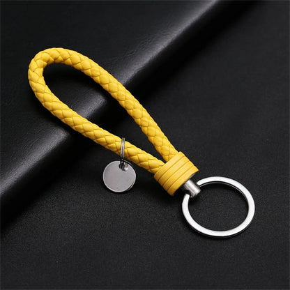 Braided PU Leather Keychain | Woven Rope Keyring with Metal Clasp | DIY Bag Charm, Key Holder & Craft Accessory