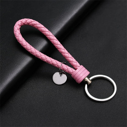 Braided PU Leather Keychain | Woven Rope Keyring with Metal Clasp | DIY Bag Charm, Key Holder & Craft Accessory
