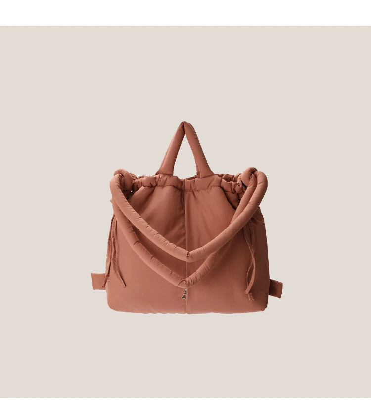 Vintage Puffer Tote Bag – Large Capacity Nylon Shoulder & Crossbody Handbag