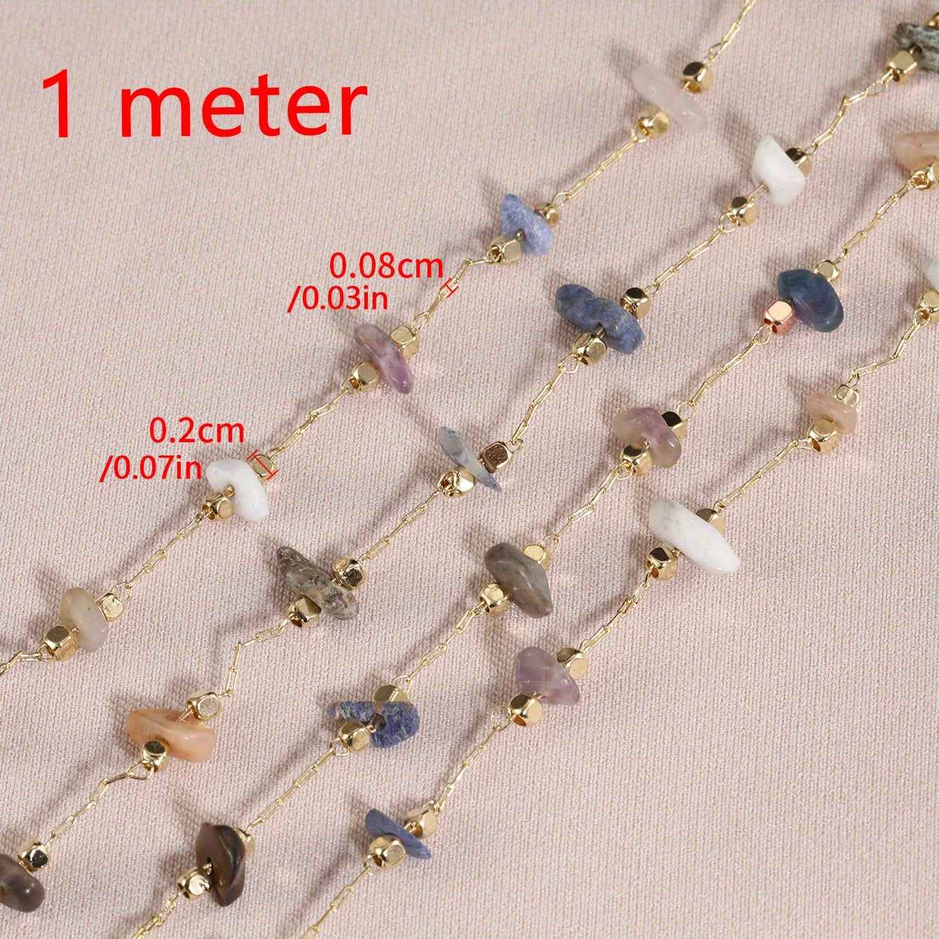Crystal Bead Chain | 39.4-Inch Copper Chain (1 meter) | Colorful Necklace, Bracelet & DIY Jewelry Making Supplies