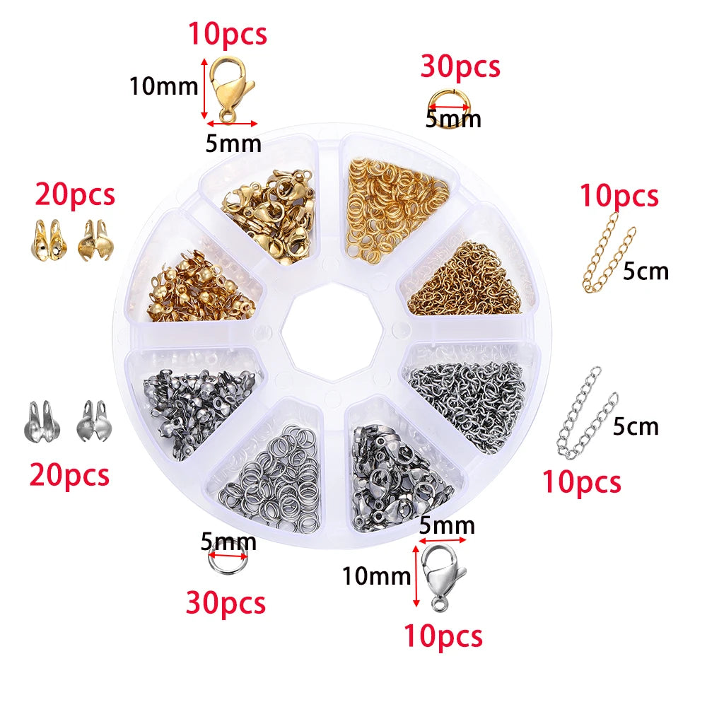 Jewelry Making Kit | Lobster Clasps, Jump Rings & Crimps Set | DIY Bracelet & Necklace Findings (210–400pcs)