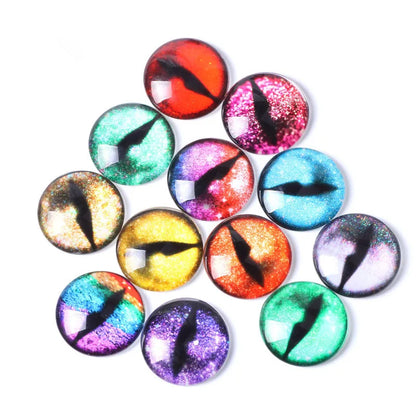 20pc Glass Eyes for Crafts | 8mm to 16mm Cat Dragon Dinosaur Eyes | Round Cabochons for DIY Dolls, Jewelry & Craft Making