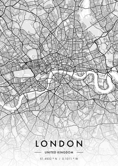 City Map Artwork Poster Paris New York Canvas Painting HD Printed Black and White Map Wall Art Picture Living Room Home Decor