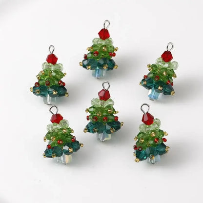 Set of charm Christmas tree ornaments on a white background