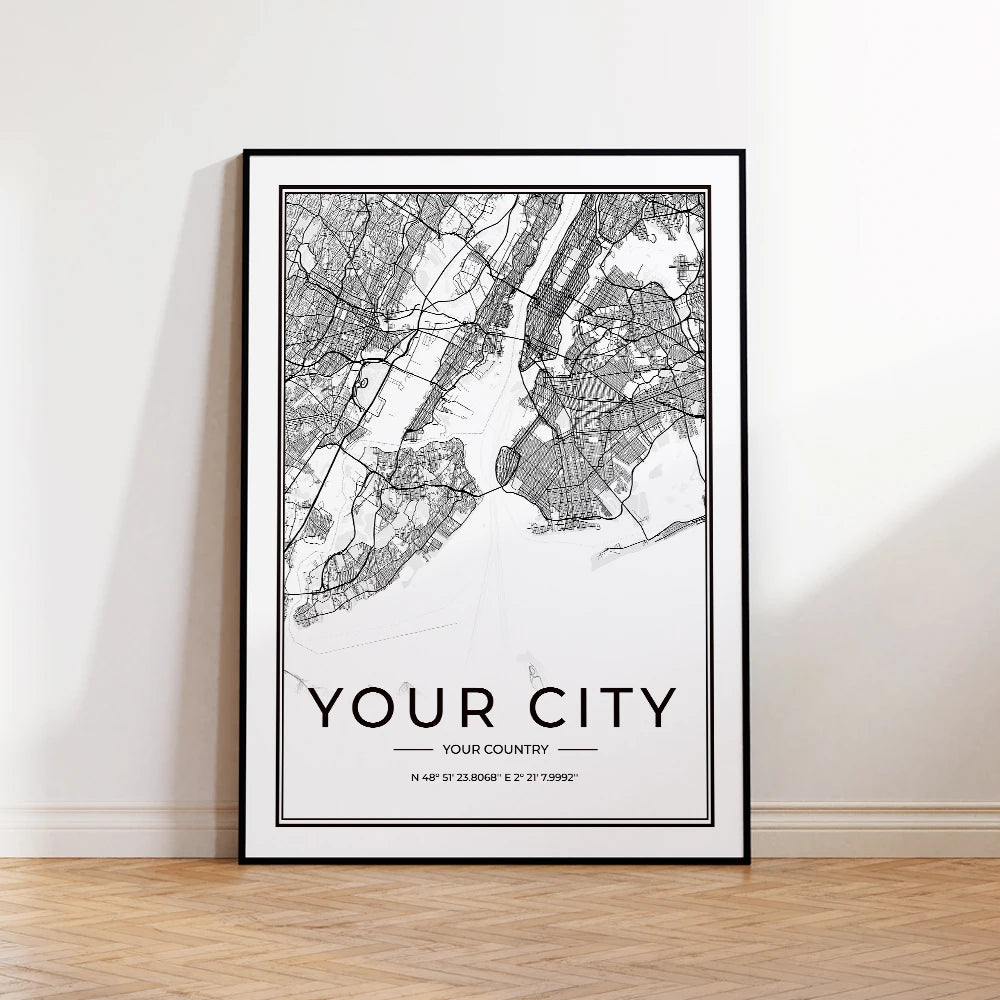 Custom Personalized City And County Map World Cover Gift Wall Art Printing Picture Living Room Bedroom Home Decoration