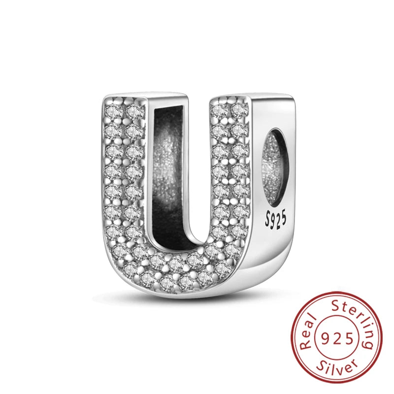 925 Sterling Silver A–Z Alphabet Charms | Initial Letter Beads for Charm Bracelets | DIY Jewelry Gift for Women