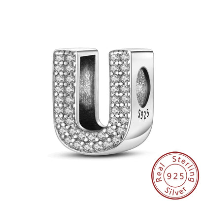 925 Sterling Silver A–Z Alphabet Charms | Initial Letter Beads for Charm Bracelets | DIY Jewelry Gift for Women
