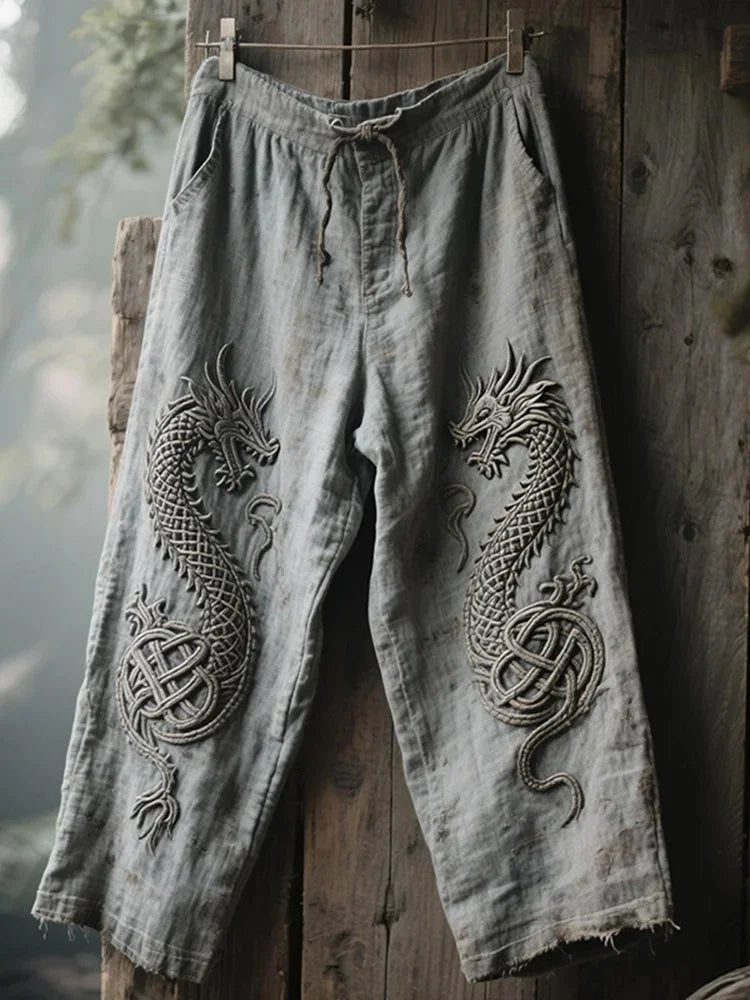 NEW Men's Viking Retro North European Eagle Totem 3D Printed Casual Pants Drawstring Straight Leg Pants Summer Beach Pants