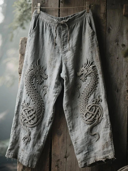 NEW Men's Viking Retro North European Eagle Totem 3D Printed Casual Pants Drawstring Straight Leg Pants Summer Beach Pants