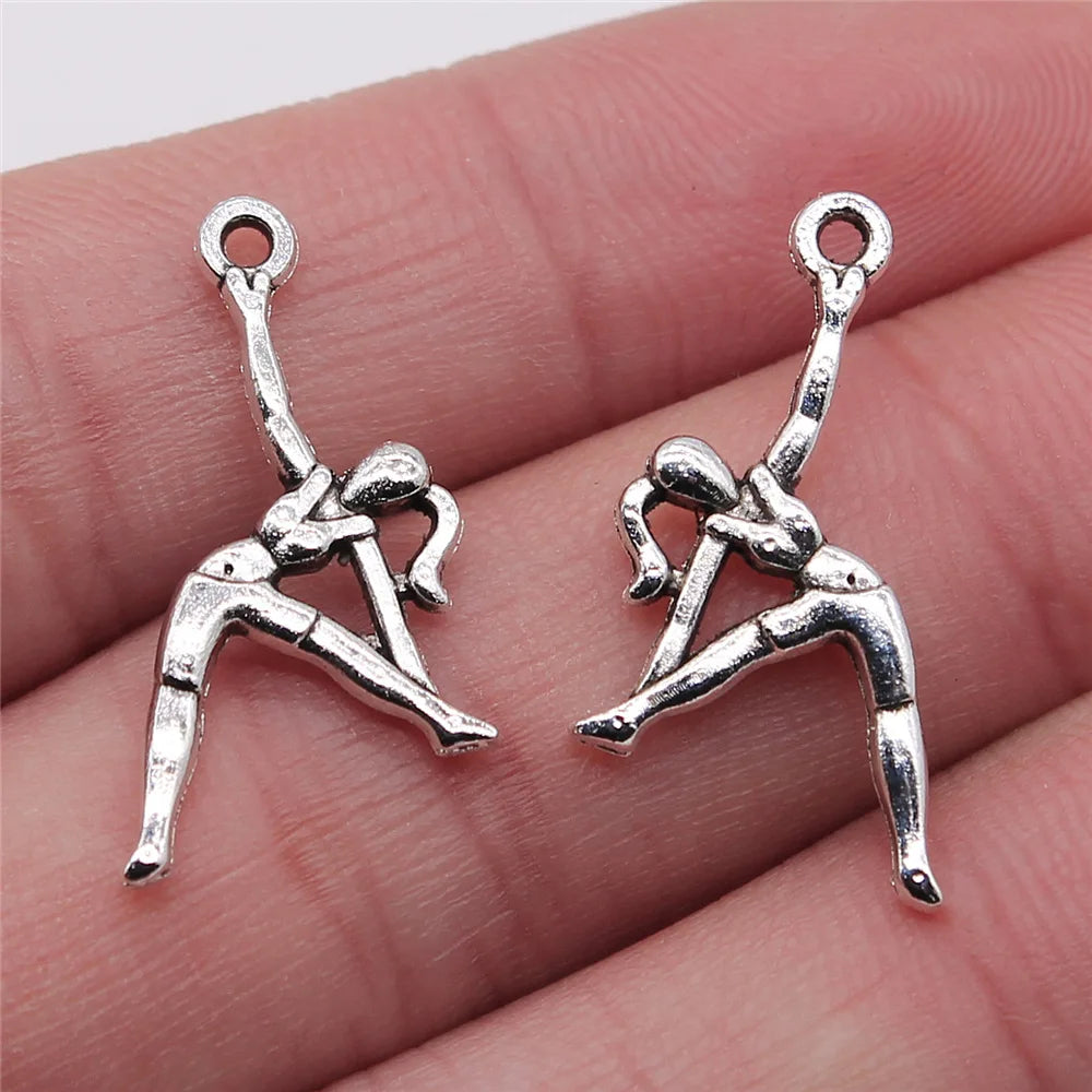 20pcs Charms Gymnastics Antique Silver Color Gymnastics Charms Jewelry Findings DIY Gym Charms Sport Wholesale