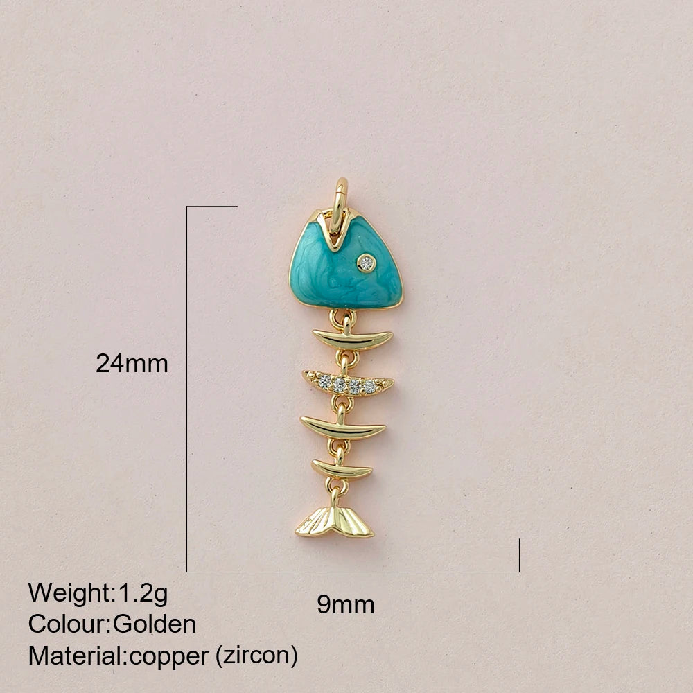 Cute Fish Charms | Gold Color Animal Pendants | Boho Charms for Earrings, Bracelets, Necklaces, Keychains & DIY Jewelry Making