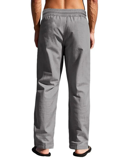 Men's Casual Pants Male Summer Breathable Trousers Solid Color High Quality Sweatpants Hawaiian Beach Sports Jogging Pants