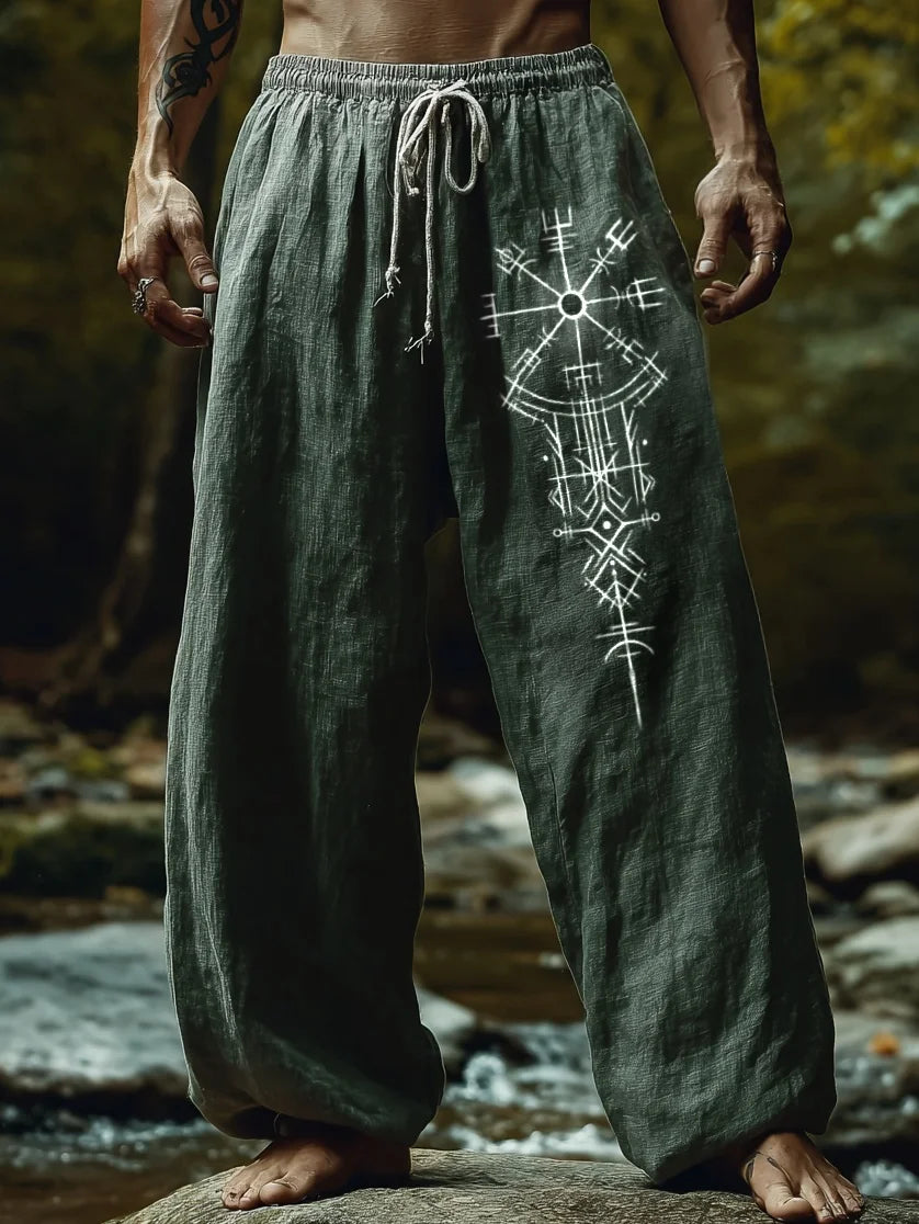 NEW Men's Viking Retro North European Eagle Totem 3D Printed Casual Pants Drawstring Straight Leg Pants Summer Beach Pants