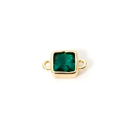 18K Gold Birthstone Connectors | Brass Square Charm Links | 2-Piece DIY Necklace, Bracelet & Earring Jewelry Findings