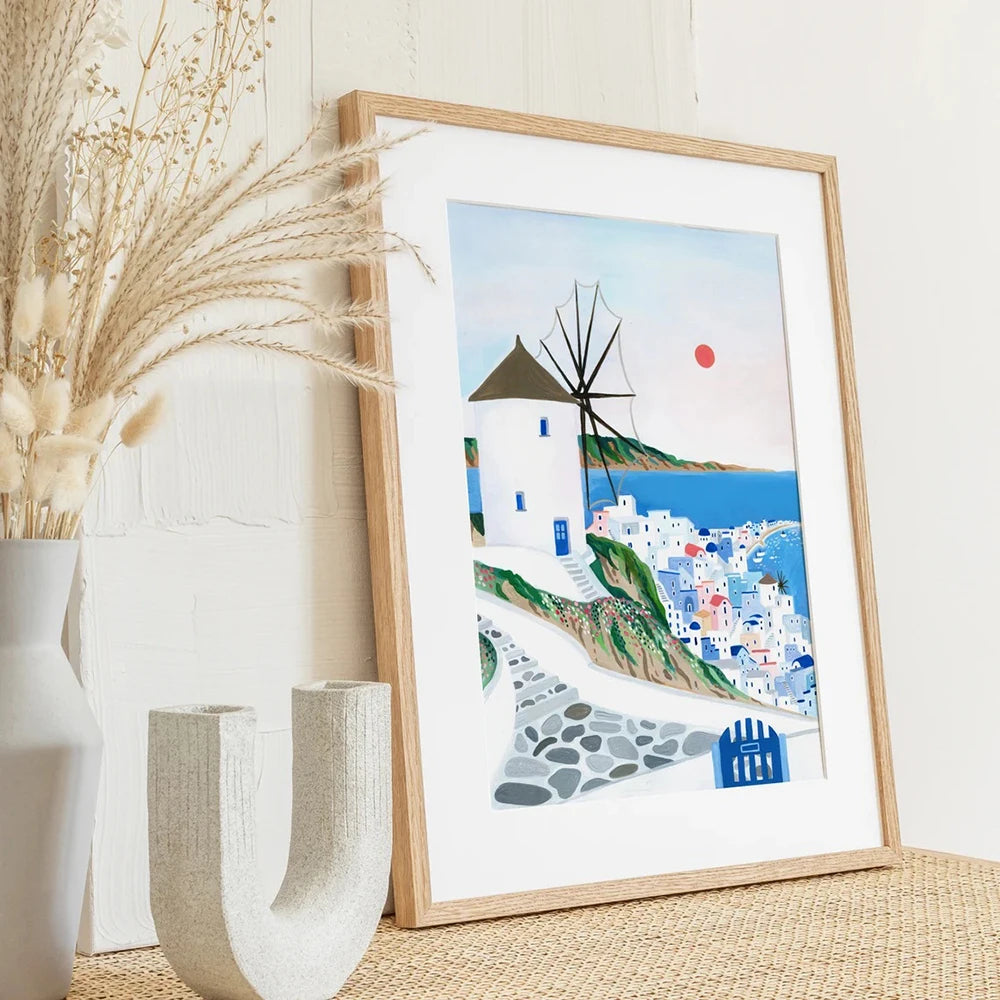 Santorini Lisbon Canvas Wall Art Print Poster Lake Como Central Park Decorative Painting Travel Mural Home Decor Gift Unframed
