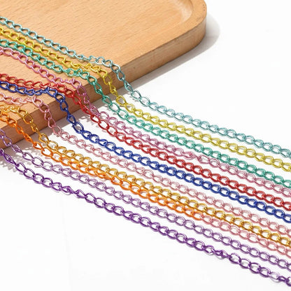 Colorful Metal Jewelry Chain | 2 Meter Link Chain for Necklaces & Bracelets | DIY Jewelry Making & Craft Supplies