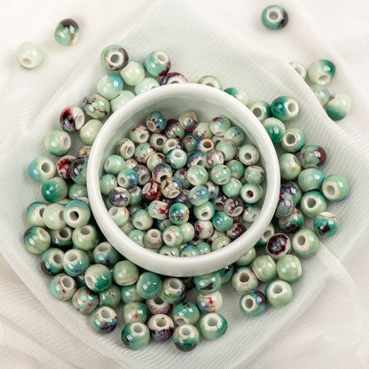 Multi-color Ceramic Beads 6mm | Speckled Porcelain Round Beads | 100pc Bracelet & Necklace Beads | DIY Jewelry Making Supplies