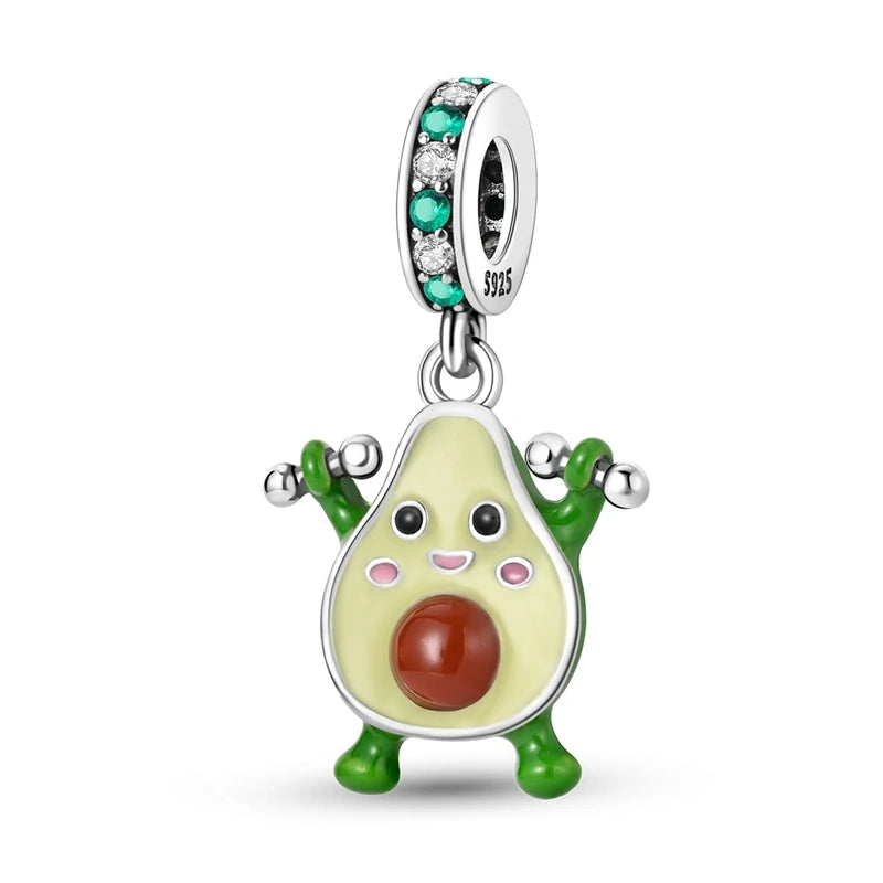 Avocado-shaped fitness charm with a white background