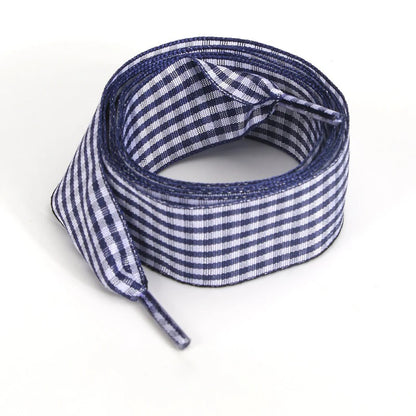 Luxury Pastel Gingham Ribbon Shoelaces | Cute Wide Flat Bow Laces for Sneakers | 1 Pair