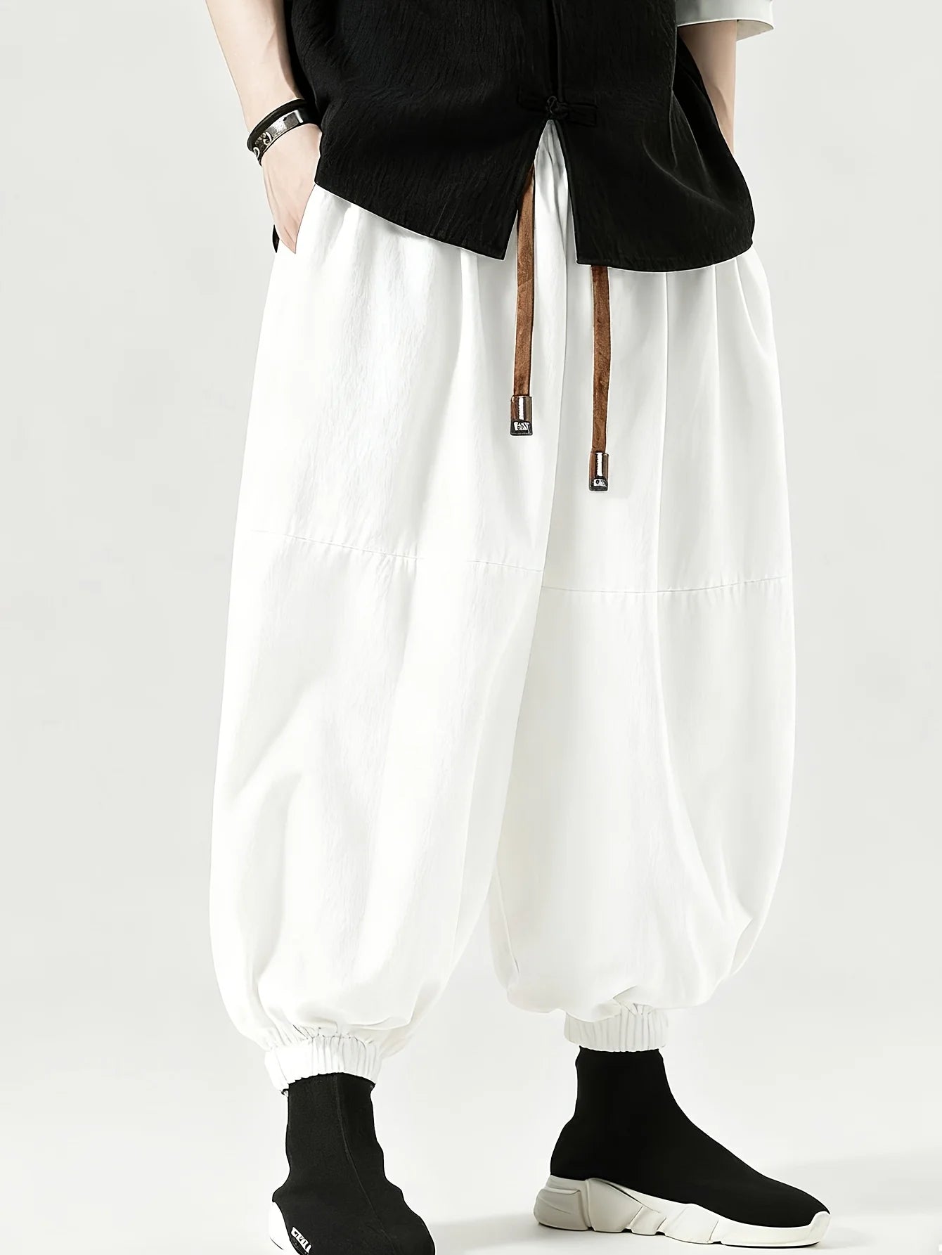 New Men Pants Fashion Korean Style Harem Loose Style Cotton Pants Man Solid Trousers