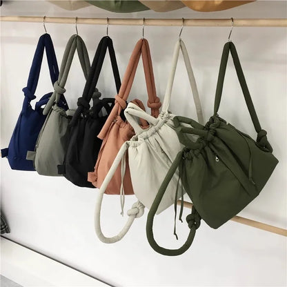 Vintage Puffer Tote Bag – Large Capacity Nylon Shoulder & Crossbody Handbag