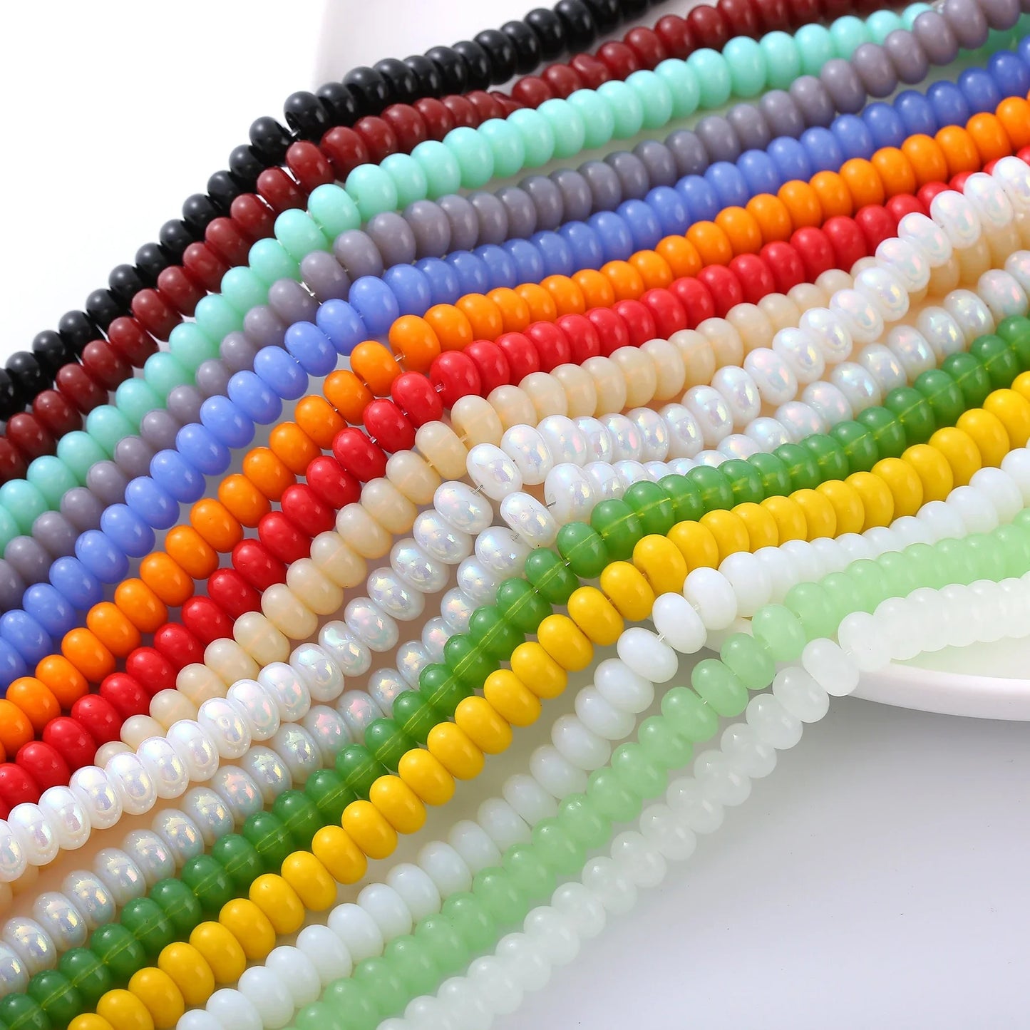 76-Piece Glass Wheel Beads | 5x8mm Crystal Rondelle Spacer Beads | DIY Jewelry Making, Bracelets, Necklaces &amp; Earrings