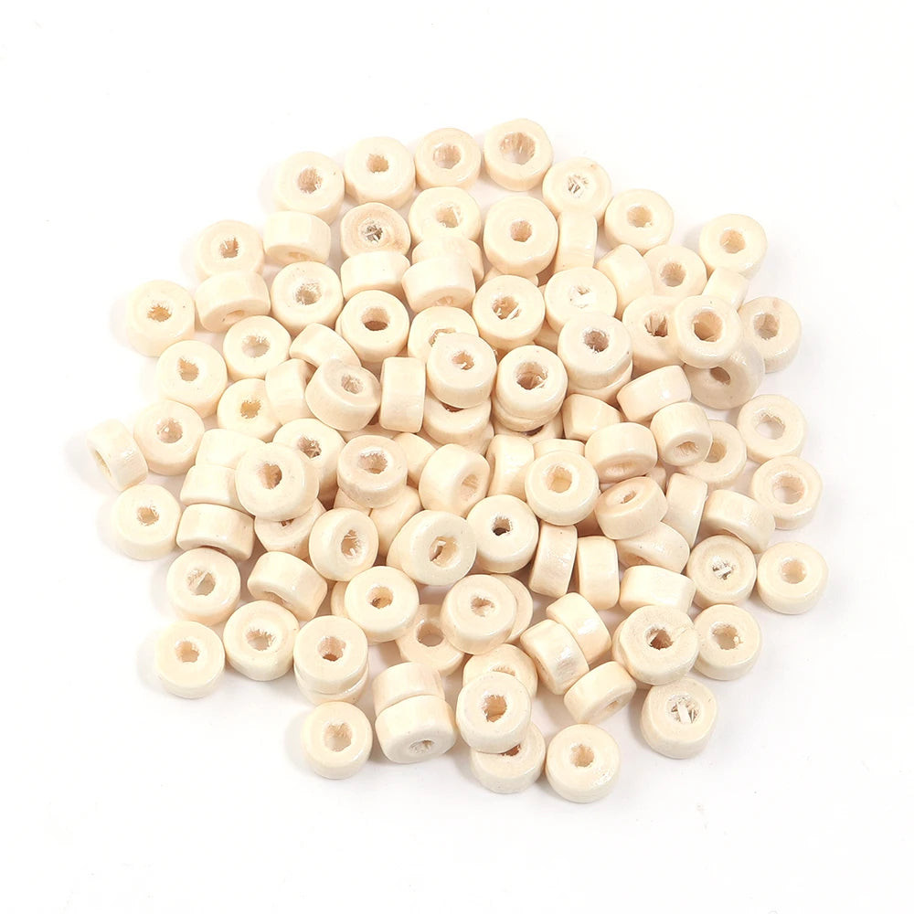 Beige beads on a white background