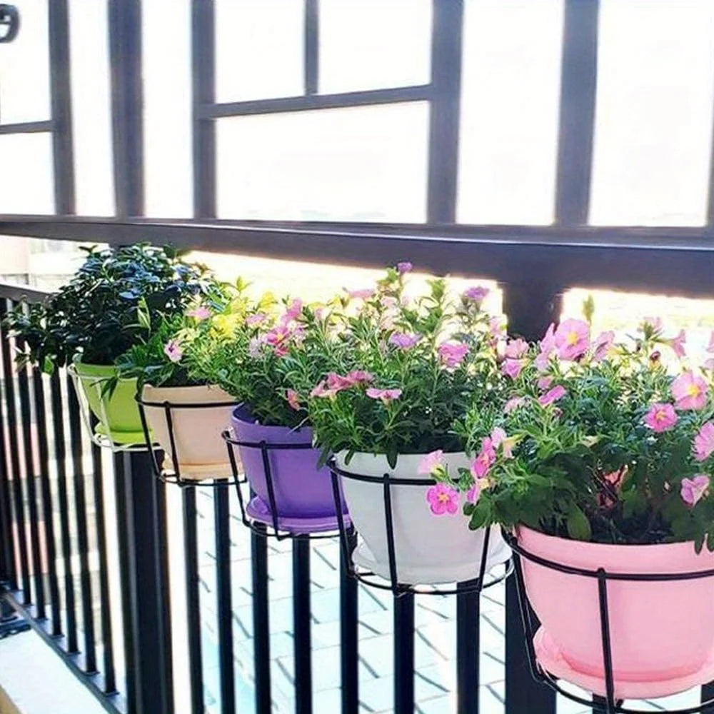 1-4pcs Stylish Round Metal Hanging Planters - Perfect for Balcony, Garden & Indoor Decor!