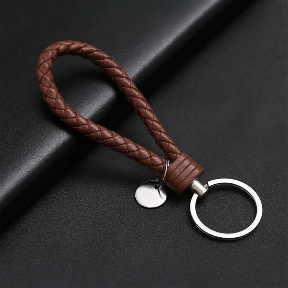 Braided PU Leather Keychain | Woven Rope Keyring with Metal Clasp | DIY Bag Charm, Key Holder & Craft Accessory