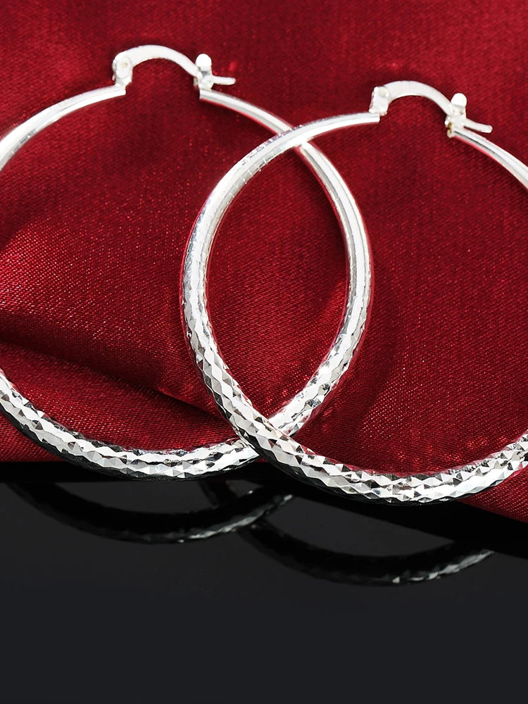 5cm Hoop Earrings | 925 Sterling Silver Circle Hoops | Classic Lightweight Earrings for Women, Wedding & Everyday Jewelry