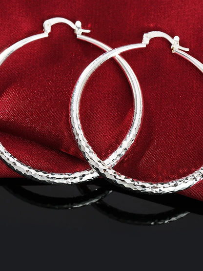 5cm Hoop Earrings | 925 Sterling Silver Circle Hoops | Classic Lightweight Earrings for Women, Wedding & Everyday Jewelry