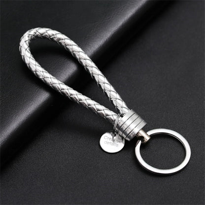 Braided PU Leather Keychain | Woven Rope Keyring with Metal Clasp | DIY Bag Charm, Key Holder & Craft Accessory