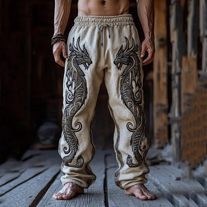 NEW Men's Viking Retro North European Eagle Totem 3D Printed Casual Pants Drawstring Straight Leg Pants Summer Beach Pants