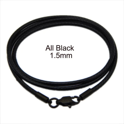 Waxed Leather Cord Necklace | Stainless Steel Clasp Pendant Chain | Adjustable 40–70cm for Men & Women