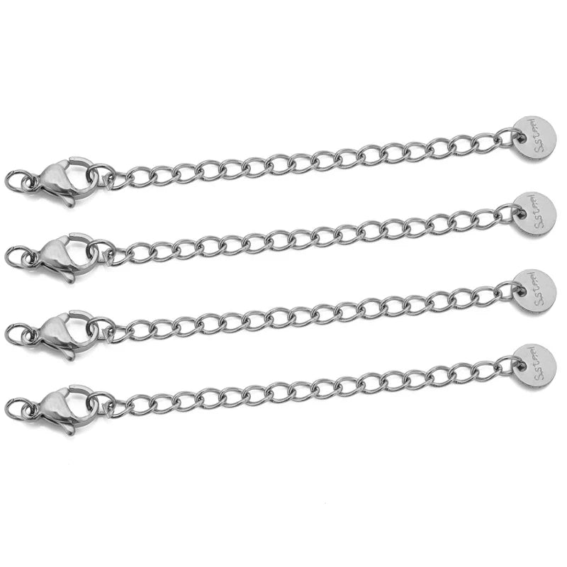 Stainless Steel Extension Chains with Lobster Clasps | 10pc Necklace & Bracelet Extenders | DIY Jewelry Making Findings