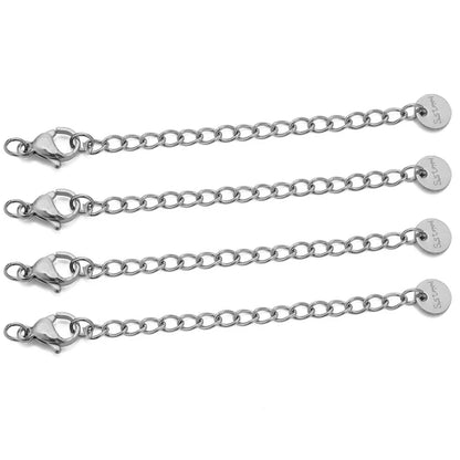 Stainless Steel Extension Chains with Lobster Clasps | 10pc Necklace & Bracelet Extenders | DIY Jewelry Making Findings