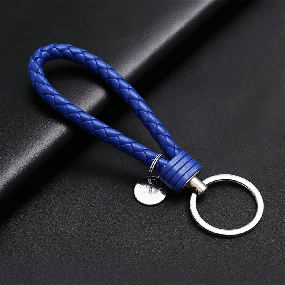 Braided PU Leather Keychain | Woven Rope Keyring with Metal Clasp | DIY Bag Charm, Key Holder & Craft Accessory