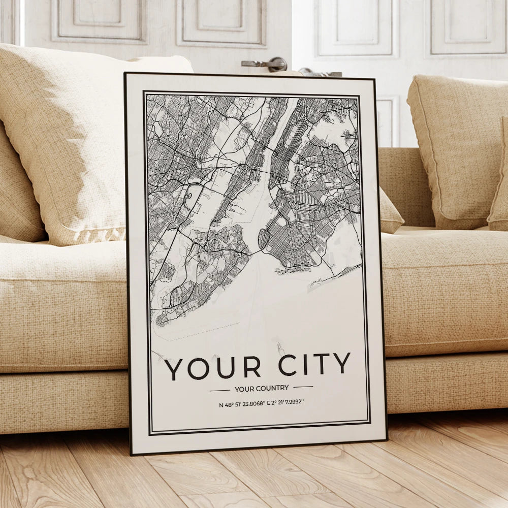 Custom Personalized City And County Map World Cover Gift Wall Art Printing Picture Living Room Bedroom Home Decoration