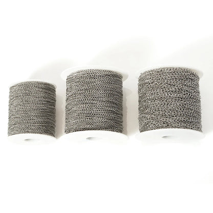 Stainless Steel Jewelry Chain 10 Meter Roll | 2x3mm, 3x4mm &amp; 4x5mm Link Chain | Bulk Necklace & Bracelet Making Supplies