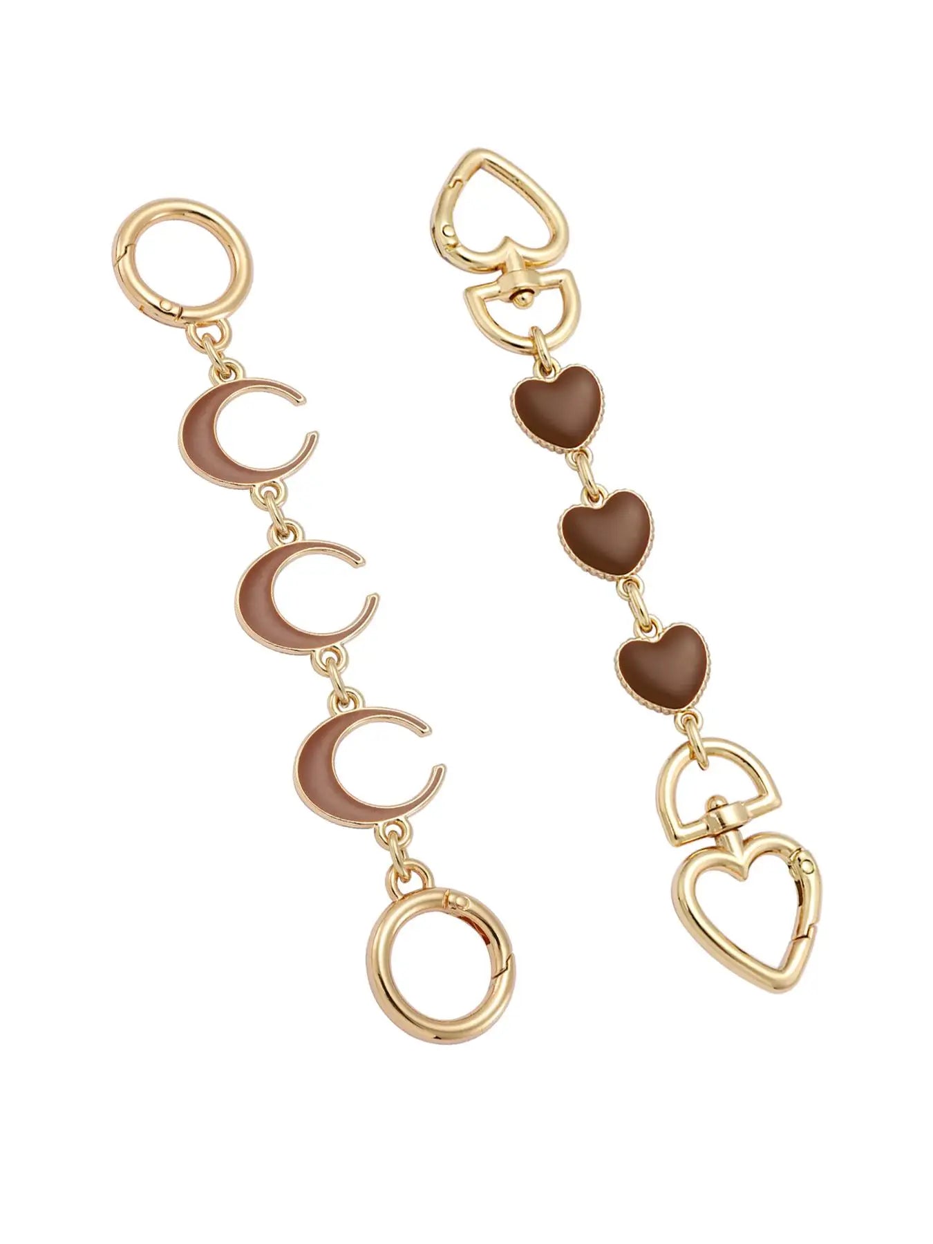 Gold and brown strap extension on a white background